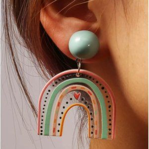 Teal Rainbow Earrings